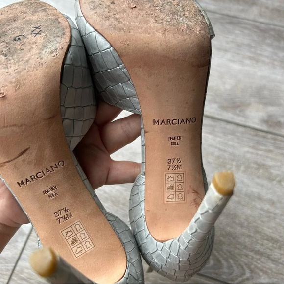 GUESS  by Marciano Silver Croc Print Stiletto Heels All Leather - Picture 14 of 15